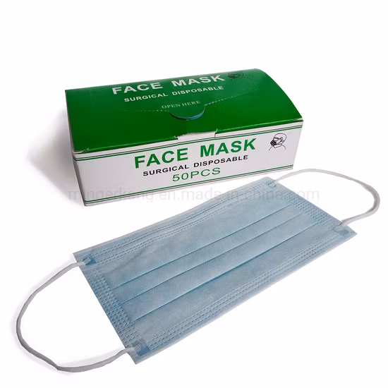 CE FDA 3ply 4ply Ear Loop Tie Hospital Mascarilla Non Woven Type Iir Proveedor Venta al por mayor Polvo Azul Blanco Negro Protector Quirúrgico Desechable Mascarilla médica